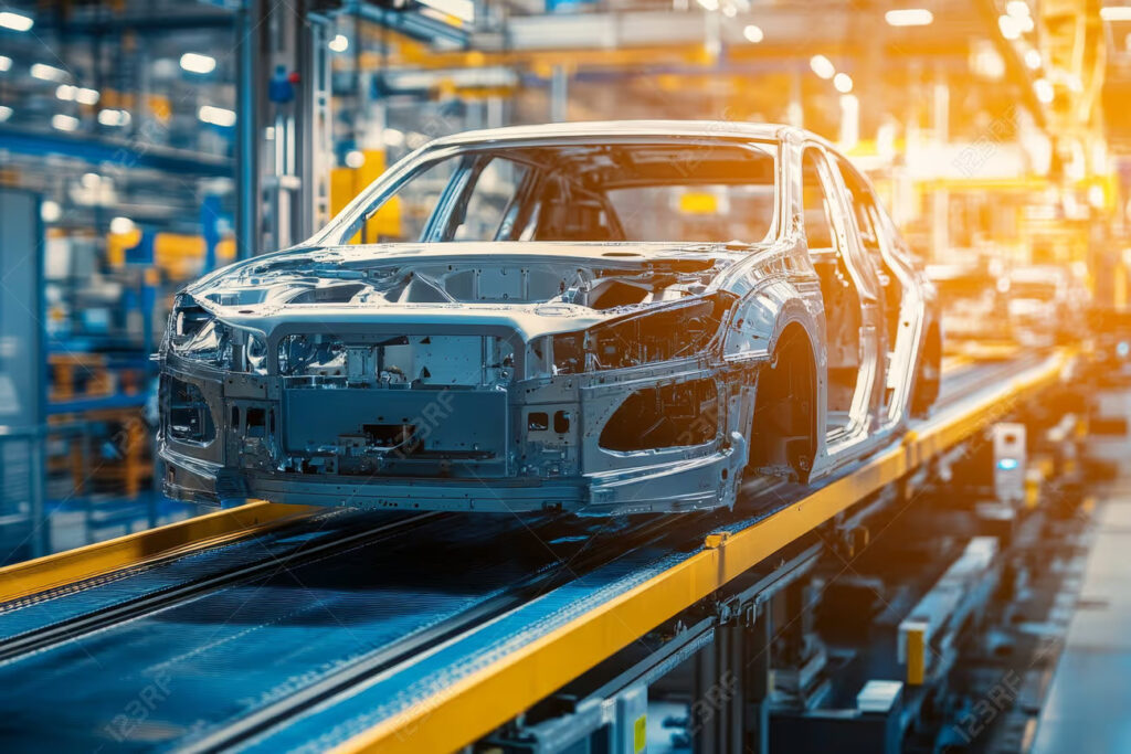 245871069 automated assembly process of car bodies on conveyors in a modern vehicle manufacturing plant (1)